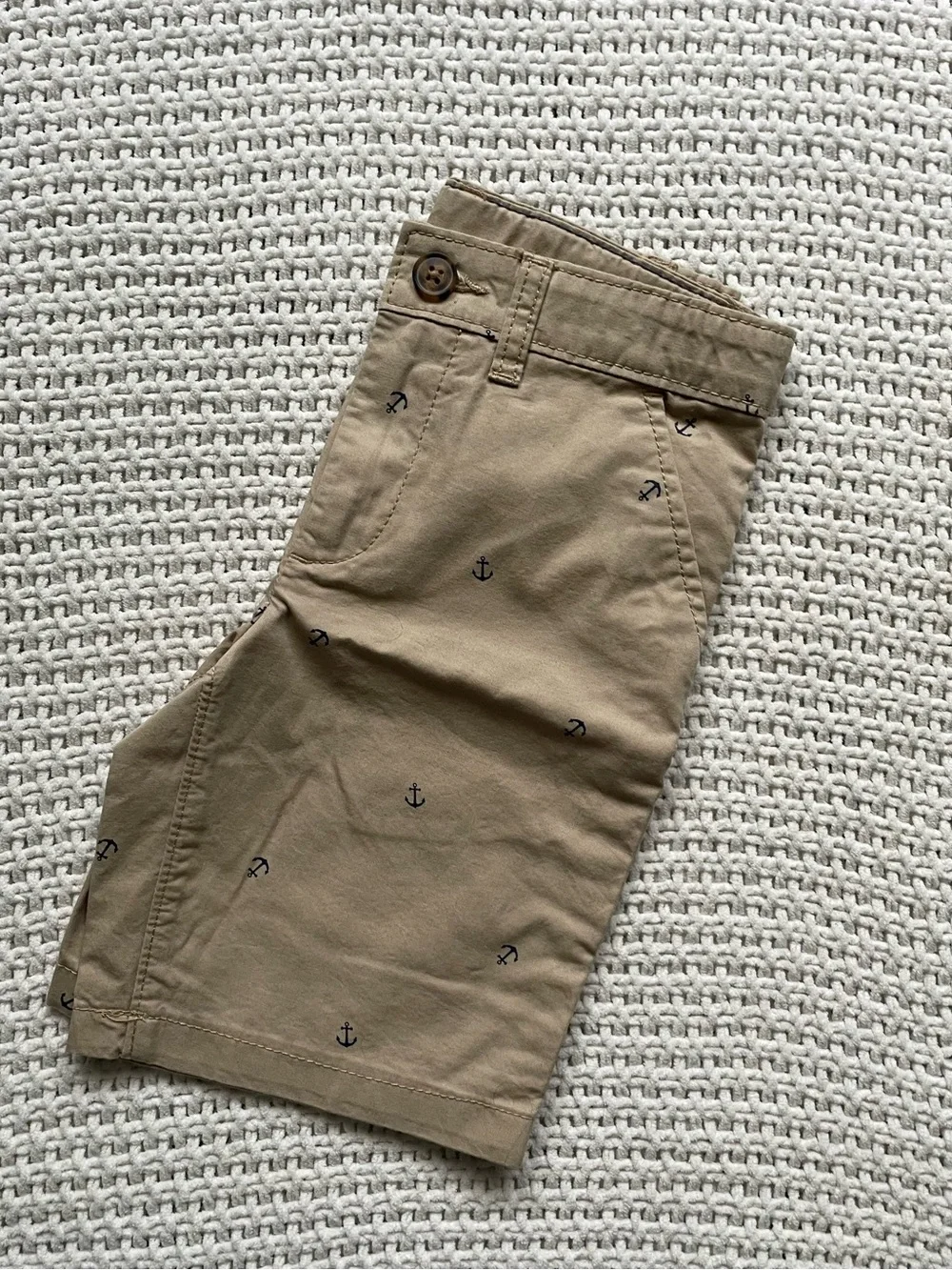 Carter's Tan Shorts with Navy Anchor Embroidery